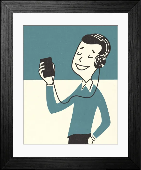 Framed Print : Boy Listening to Music Framed Print : Boy Listening to Music