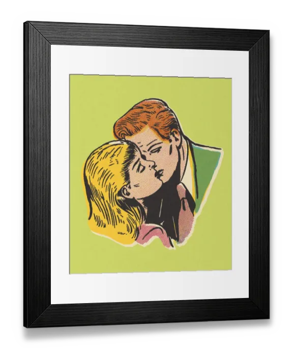 Framed Print : Couple Kissing Framed Print : Couple Kissing