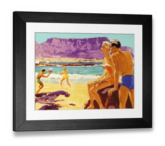 Framed Print : People Enjoying a Day at the Beach Framed Print : People Enjoying a Day at the Beach