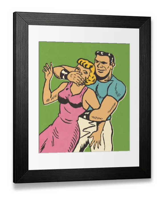 Framed Print : Man Attacking a Woman Framed Print : Man Attacking a Woman