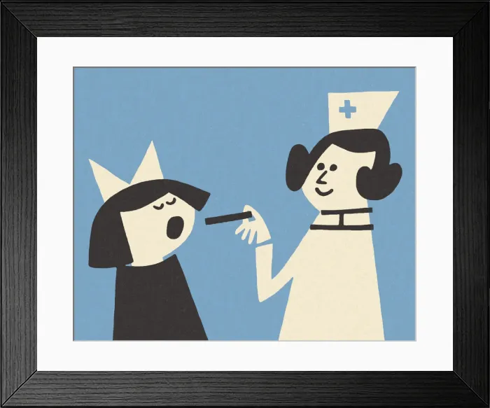 Framed Print : Girl Getting a Checkup from a Nurse Framed Print : Girl Getting a Checkup from a Nurse