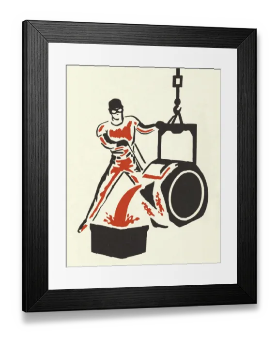 Framed Print : Man Pouring Molten Iron Framed Print : Man Pouring Molten Iron