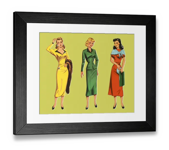 Framed Print : Three Fashionable Ladies Framed Print : Three Fashionable Ladies