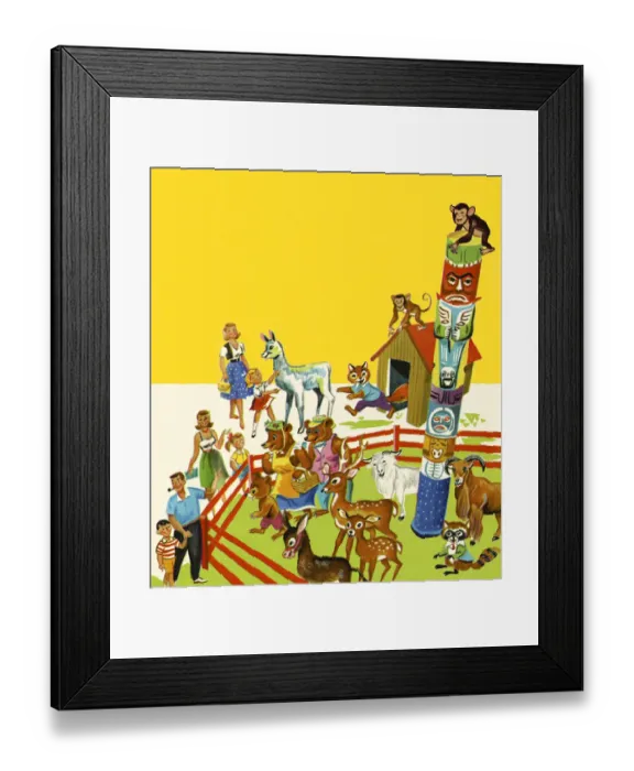 Framed Print : People and a Variety of Animals at the Zoo Framed Print : People and a Variety of Animals at the Zoo
