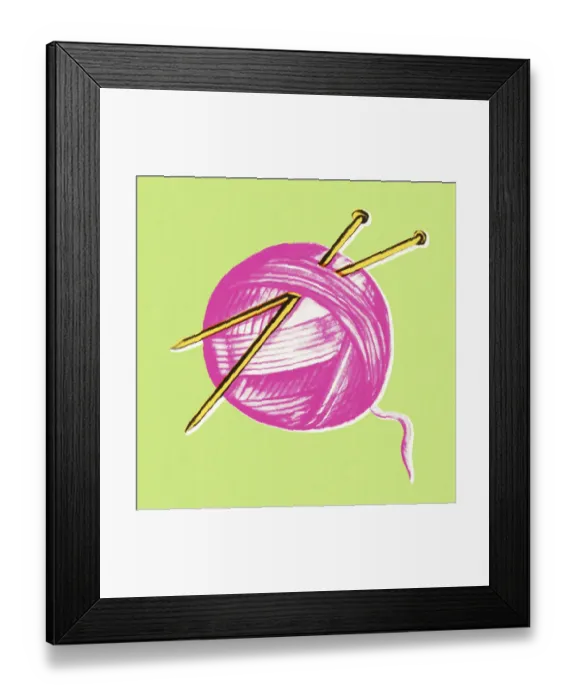 Framed Print : Ball of Yarn and Knitting Needles