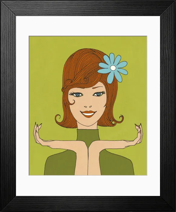 Framed Print : Pretty Lady with a Flower in Her Hair Framed Print : Pretty Lady with a Flower in Her Hair