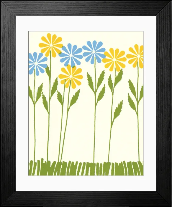 Framed Print : Blue and Yellow Flowers