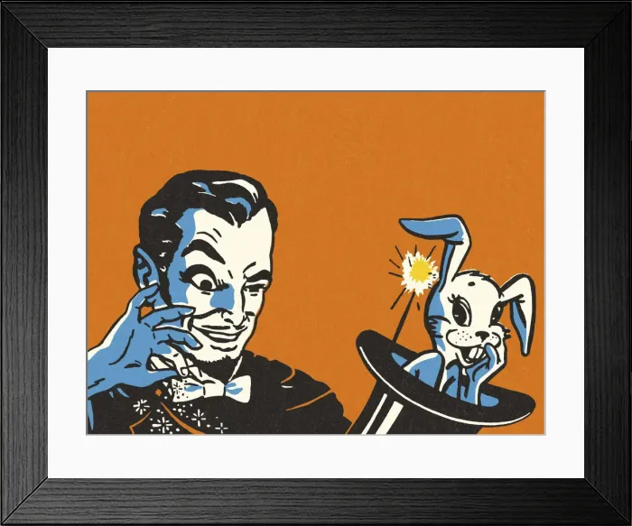 Framed Print : Magician with a Rabbit in a Hat Framed Print : Magician with a Rabbit in a Hat
