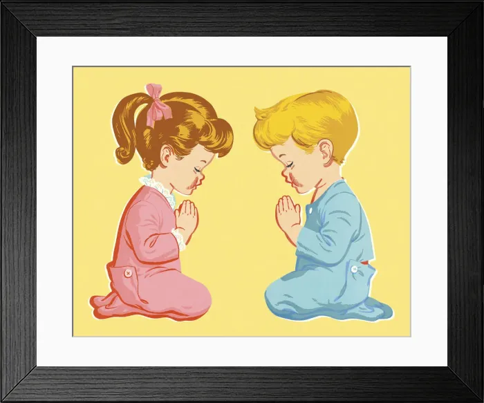 Framed Print : Boy and Girl Praying Framed Print : Boy and Girl Praying