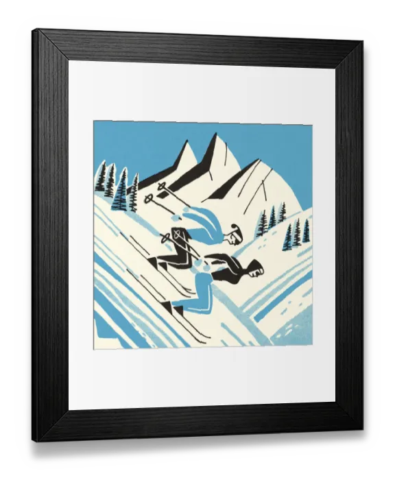 Framed Print : Downhill Skiing in the Mountains Framed Print : Downhill Skiing in the Mountains