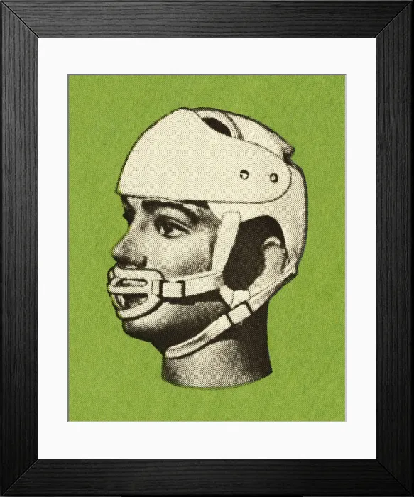 Framed Print : Person Wearing a Helmet and Mouth Guard Framed Print : Person Wearing a Helmet and Mouth Guard