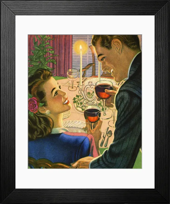 Framed Print : Man and Woman on a Dinner Date Framed Print : Man and Woman on a Dinner Date