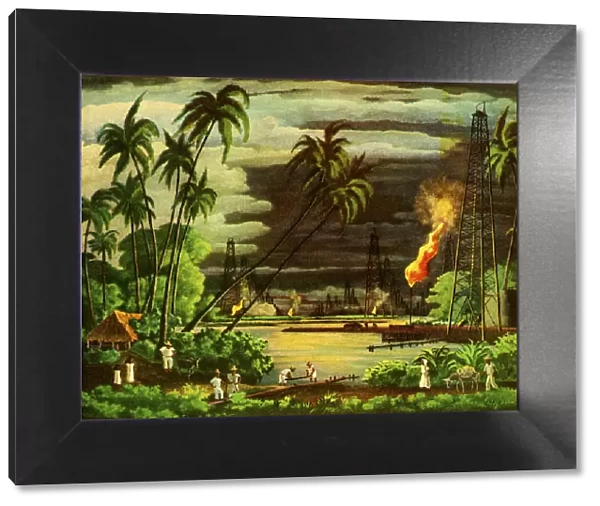 Tropical Setting with Oil Wells