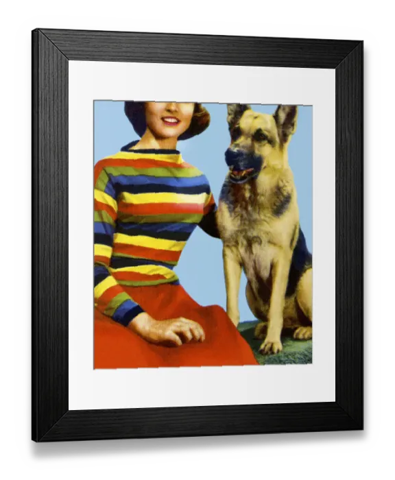 Framed Print : Woman and a German Shepherd Framed Print : Woman and a German Shepherd