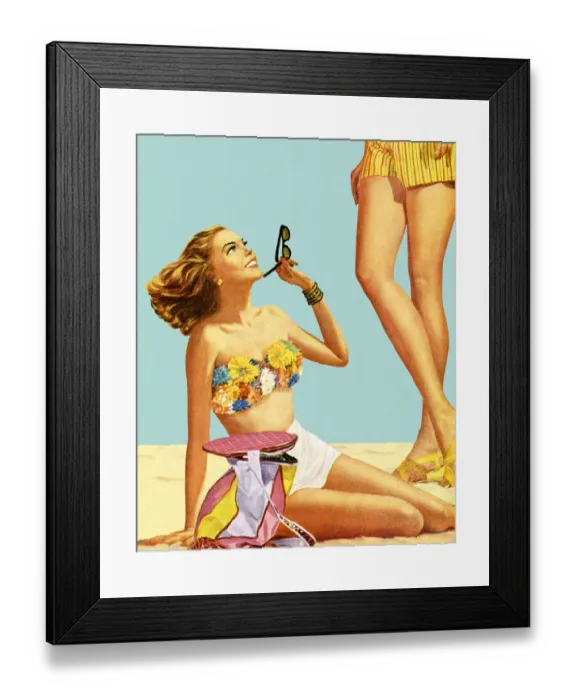 Framed Print : Woman Sitting on the Beach Framed Print : Woman Sitting on the Beach