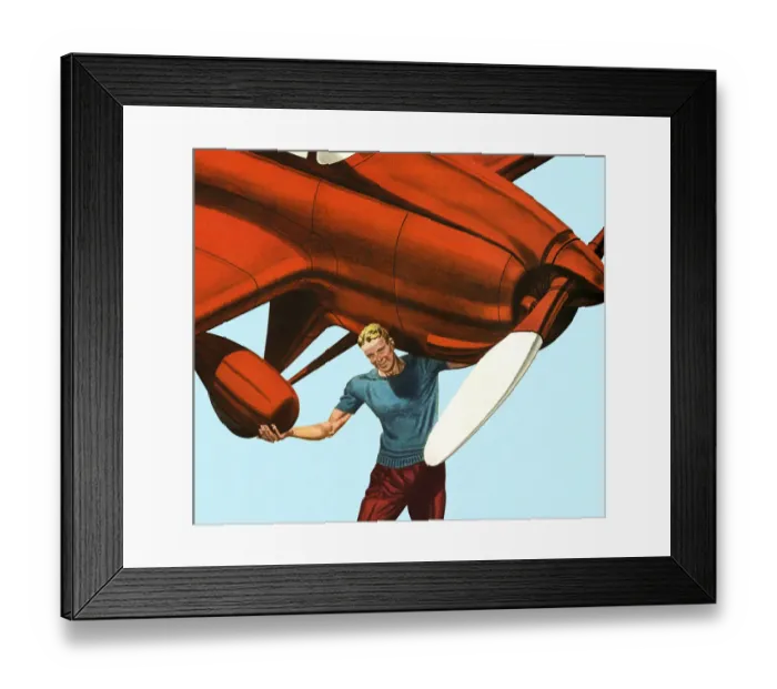 Framed Print : Man with an Airplane on His Shoulders Framed Print : Man with an Airplane on His Shoulders