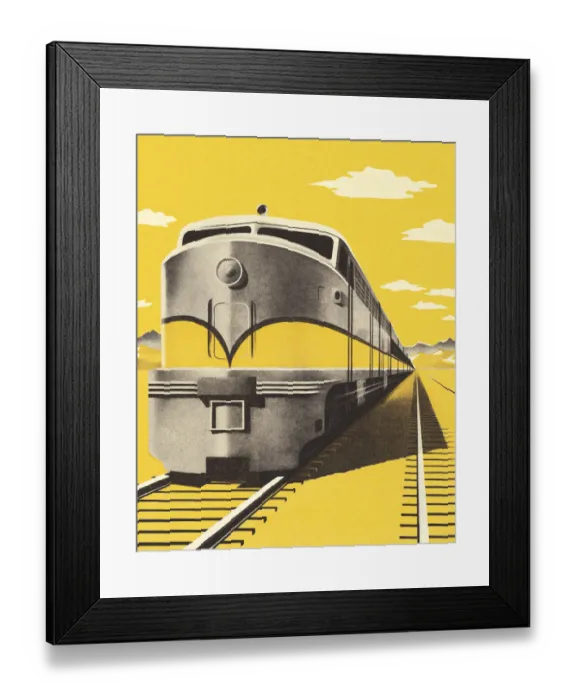 Framed Print : Railroad Tracks and Train Framed Print : Railroad Tracks and Train
