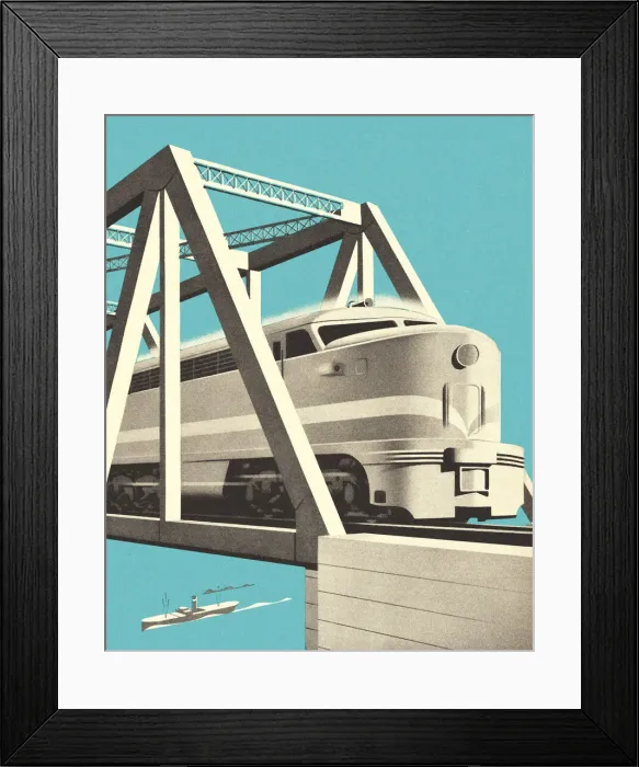 Framed Print : Train Traveling on a Viaduct Framed Print : Train Traveling on a Viaduct