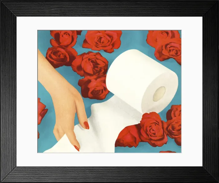 Framed Print : Toilet Paper and Red Roses Framed Print : Toilet Paper and Red Roses
