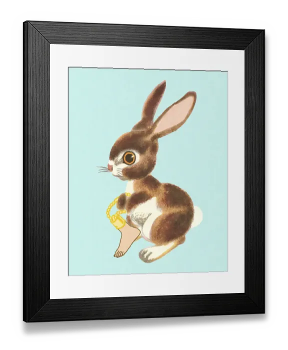 Framed Print : Rabbit Holding a Foot Keychain Framed Print : Rabbit Holding a Foot Keychain