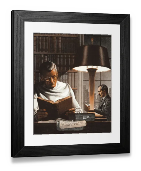 Framed Print : Two Professional Men Studying in a Library Framed Print : Two Professional Men Studying in a Library