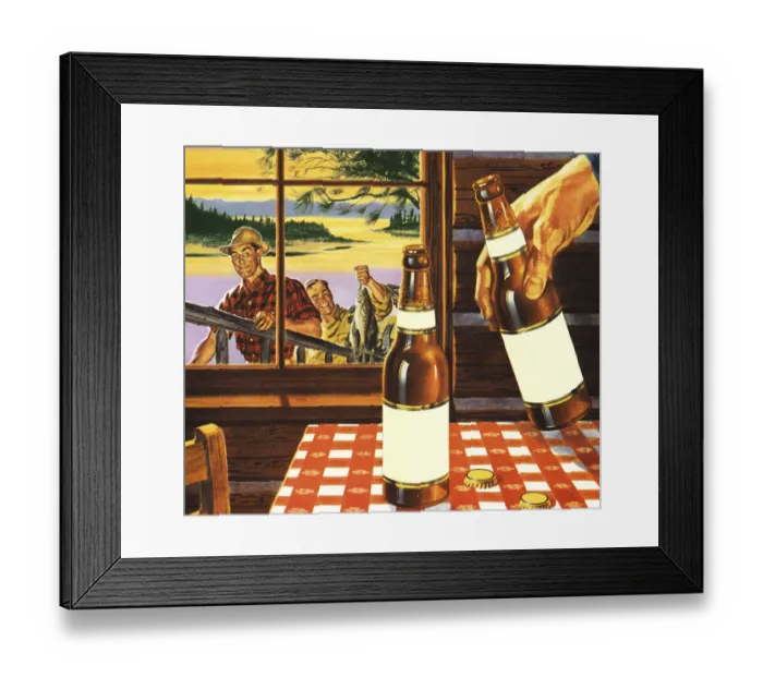 Framed Print : Fishermen Enjoying the Great Outdoors and Beer Framed Print : Fishermen Enjoying the Great Outdoors and Beer