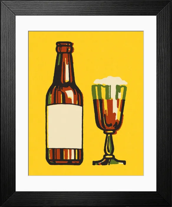 Framed Print : Beer Bottle and Glass