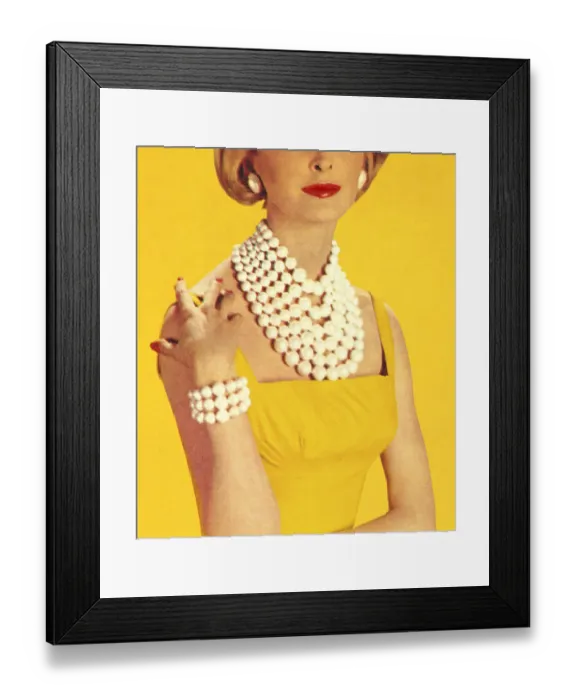 Framed Print : Woman Wearing Jewelry and a Yellow Dress Framed Print : Woman Wearing Jewelry and a Yellow Dress