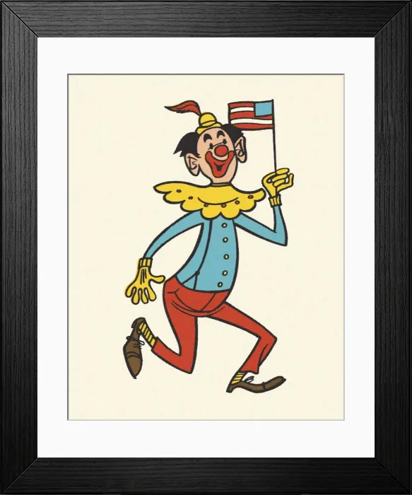 Framed Print : Clown Waving a U. S. Flag