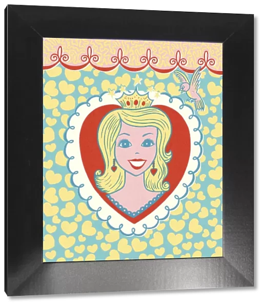 Blond Princess with Heart-Shaped Border