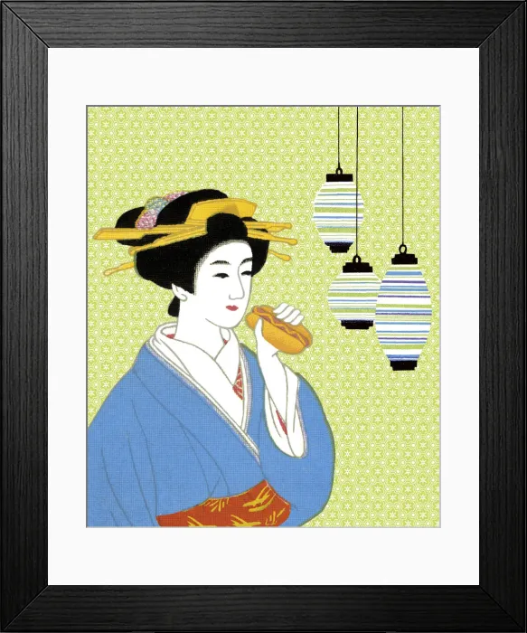 Framed Print : Geisha Eating a Hot Dog Framed Print : Geisha Eating a Hot Dog