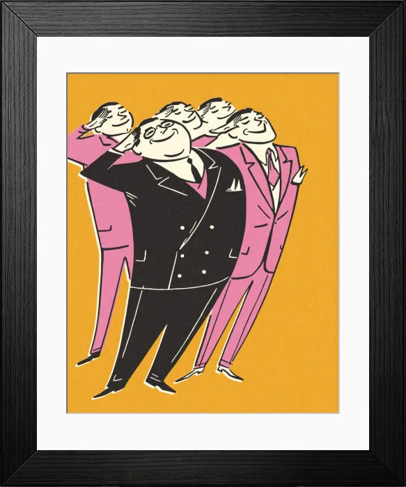 Framed Print : Five Men Saluting Framed Print : Five Men Saluting