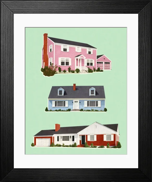 Framed Print : Three Houses