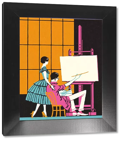 Woman and Artist at an Easel
