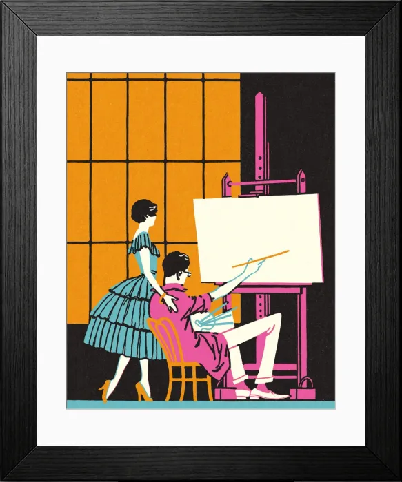 Framed Print : Woman and Artist at an Easel Framed Print : Woman and Artist at an Easel