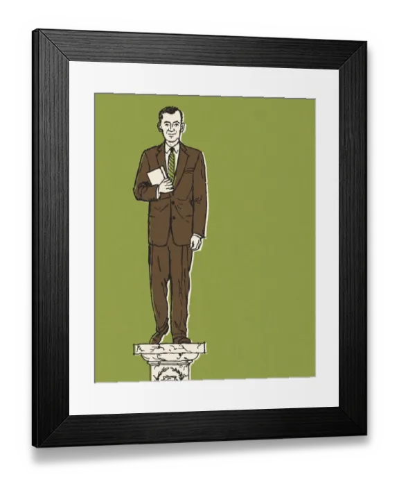 Framed Print : Man Standing on a Pedestal Framed Print : Man Standing on a Pedestal