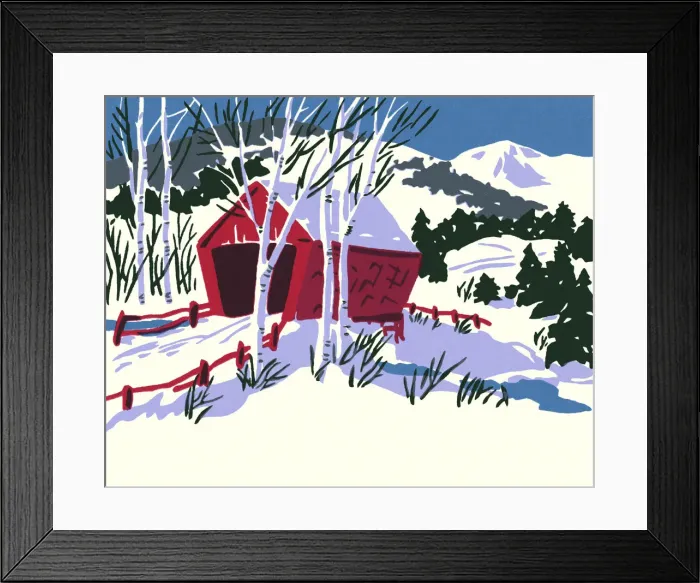 Framed Print : Winter Scene of a Covered Bridge Framed Print : Winter Scene of a Covered Bridge