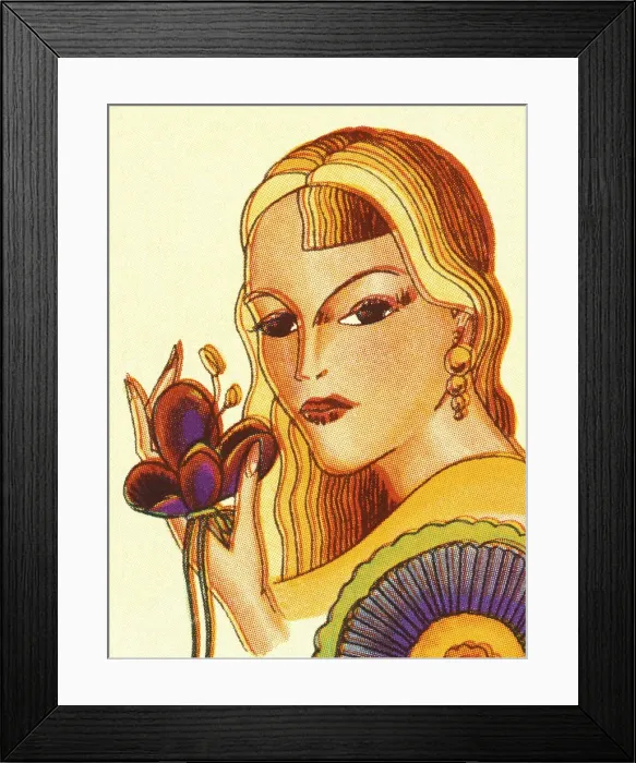 Framed Print : Woman Holding a Flower Framed Print : Woman Holding a Flower