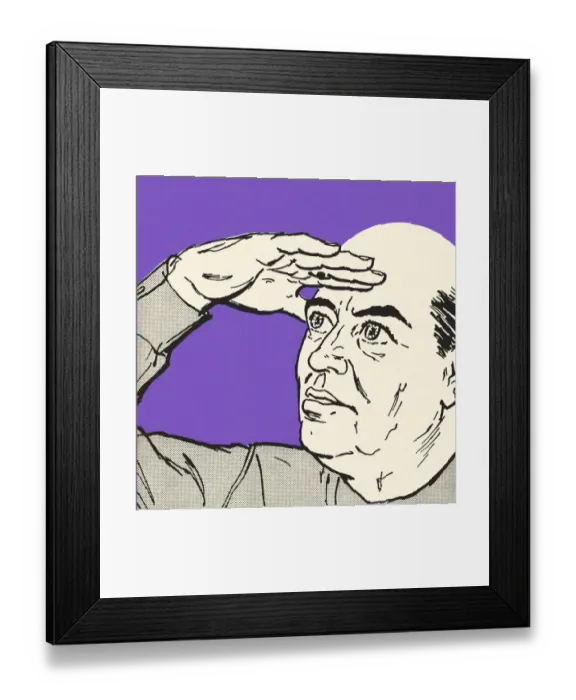 Framed Print : Bald Man Looking Out Framed Print : Bald Man Looking Out