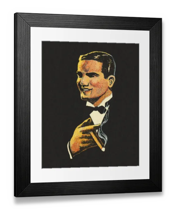 Framed Print : Handsome Man Smoking a Cigar