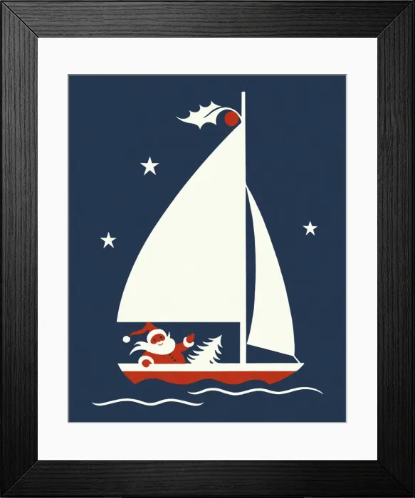 Framed Print : Santa Claus on a Sailboat Framed Print : Santa Claus on a Sailboat