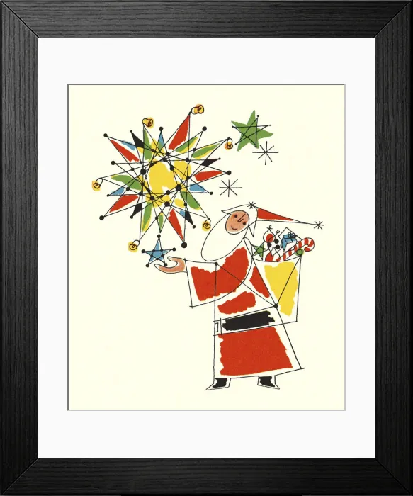 Framed Print : Santa Claus and a Large Star Framed Print : Santa Claus and a Large Star