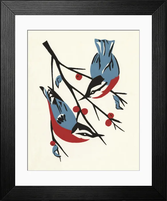Framed Print : Two Birds Perched on a Branch