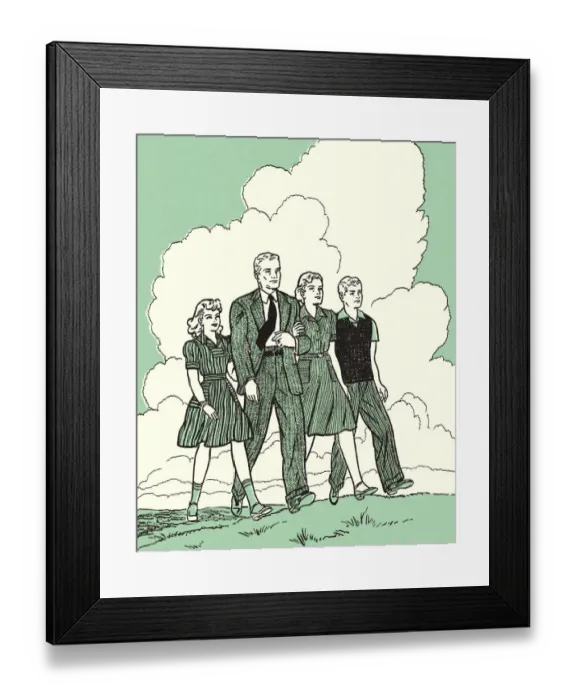 Framed Print : Family Walking Framed Print : Family Walking