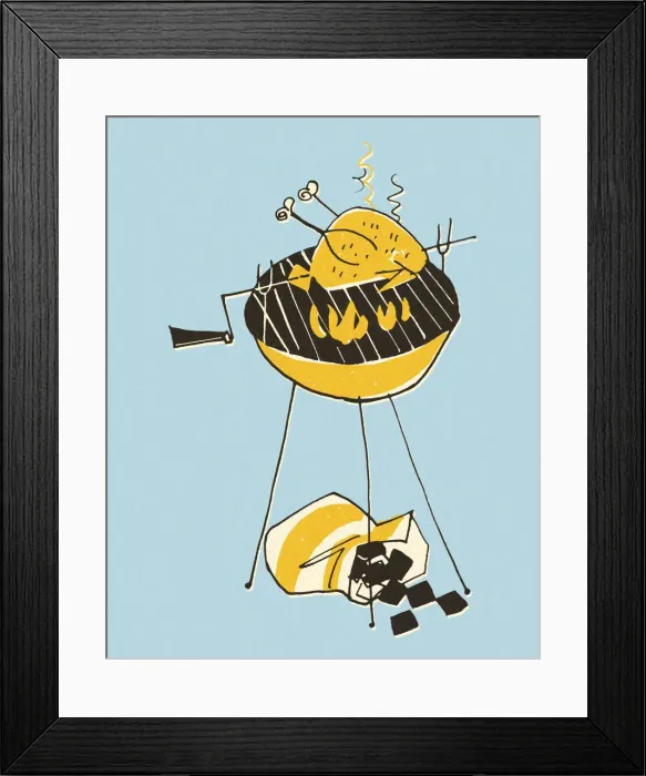 Framed Print : Grilling a Chicken