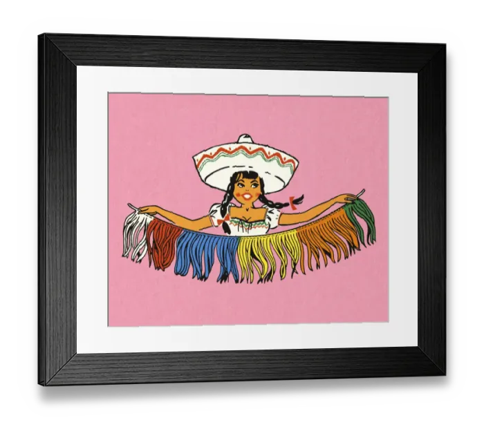 Framed Print : Mexican Woman Holding a Colorful Banner Framed Print : Mexican Woman Holding a Colorful Banner