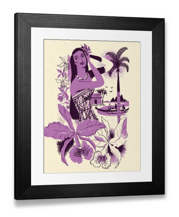 Framed Print : Hawaiian Woman and Flowers Framed Print : Hawaiian Woman and Flowers