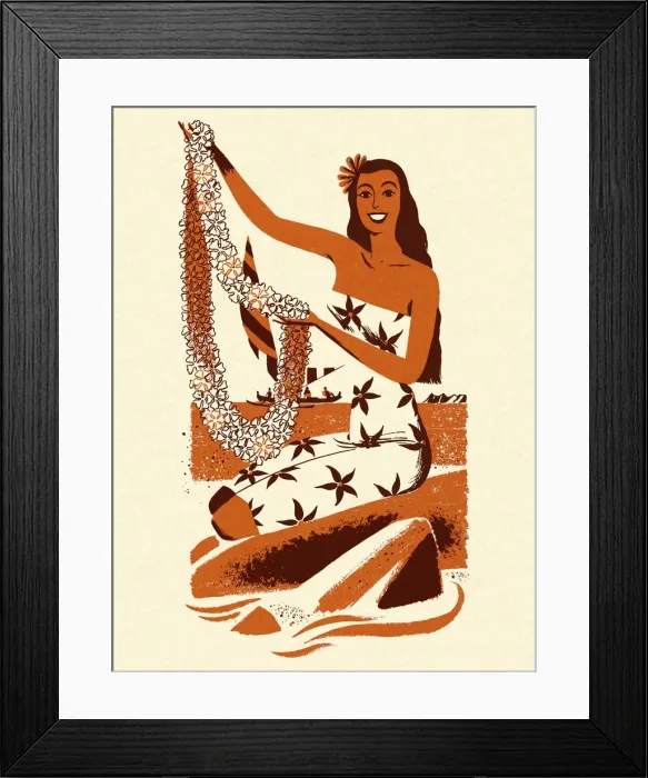 Framed Print : Hawaiian Woman Holding a Lei Framed Print : Hawaiian Woman Holding a Lei