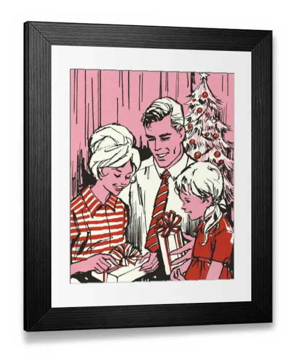 Framed Print : Family Opening Christmas Presents Framed Print : Family Opening Christmas Presents