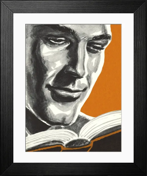 Framed Print : Man Reading a Book Framed Print : Man Reading a Book